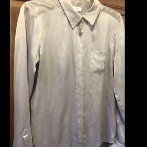 Equipment Femme gray silk long sleeve blouse